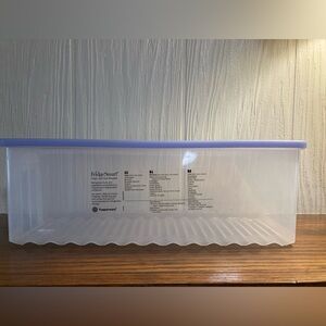 Tupperware Fridgesmart Container - 15" X 6" X 5" Vtg Storage Clear With Blue Lid
